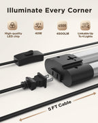 Sunco LED Shop Lights 4FT, Plug in Linkable, Black, 40W=150W