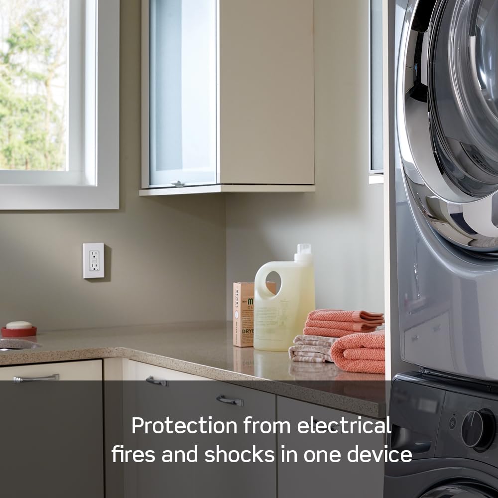 Dual-Function AFCI/GFCI Outlet, 20 Amp, Self Test, Tamper-Resistant with LED Indicator Light, Protection from Both