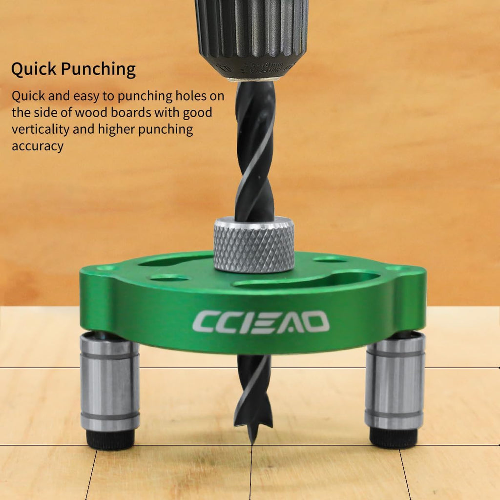 Self Centering Doweling Jig with Drill Bushings, Pocket Hole Jig Kit Dowel Drill Guide Straight Holes Puncher Dowel