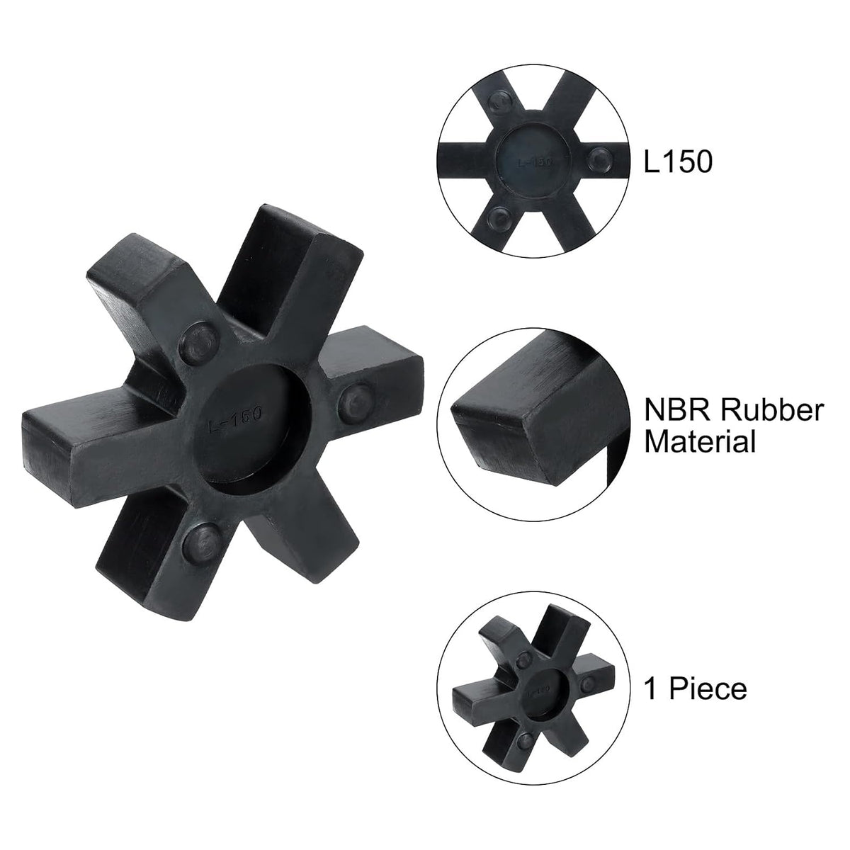 uxcell L150 Jaw Coupling Insert, Flexible Solid Type NBR Rubber Jaw Coupling Center Inserts for L Jaw Coupling L-Jaw Coupler Set, Black