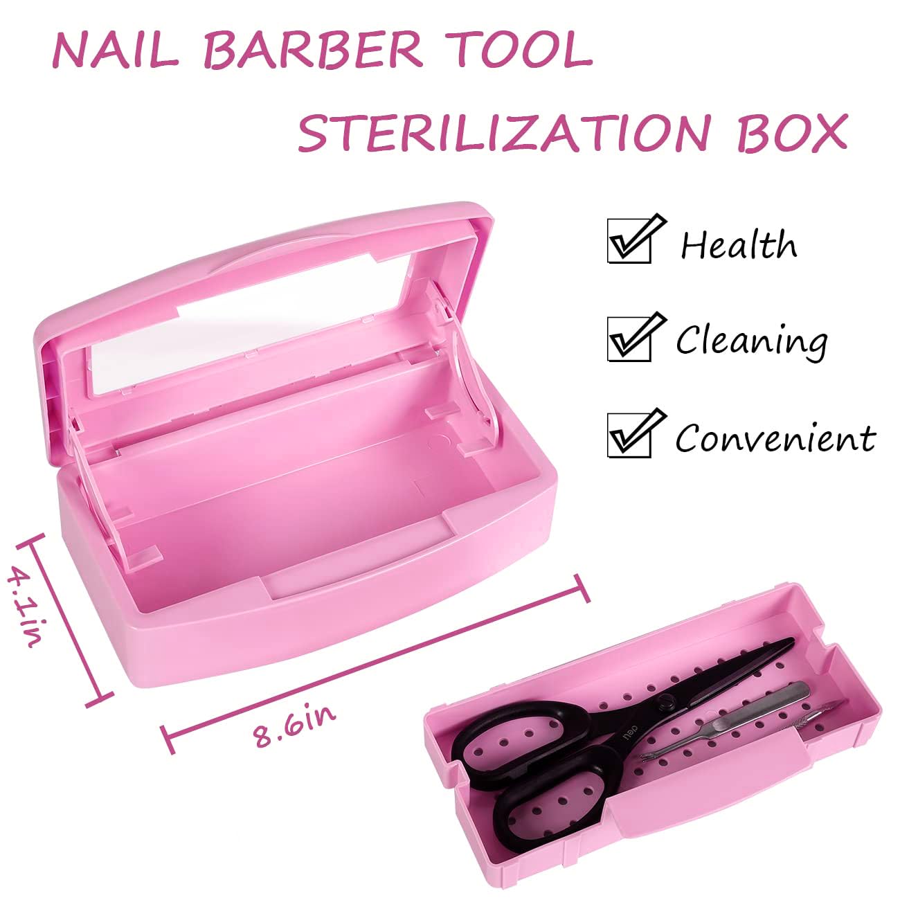 2 Piece Nail Tool Sterilizer Box barbicide Disinfectant Jar Plastic Disinfectant Container Suitable for Nail Tools