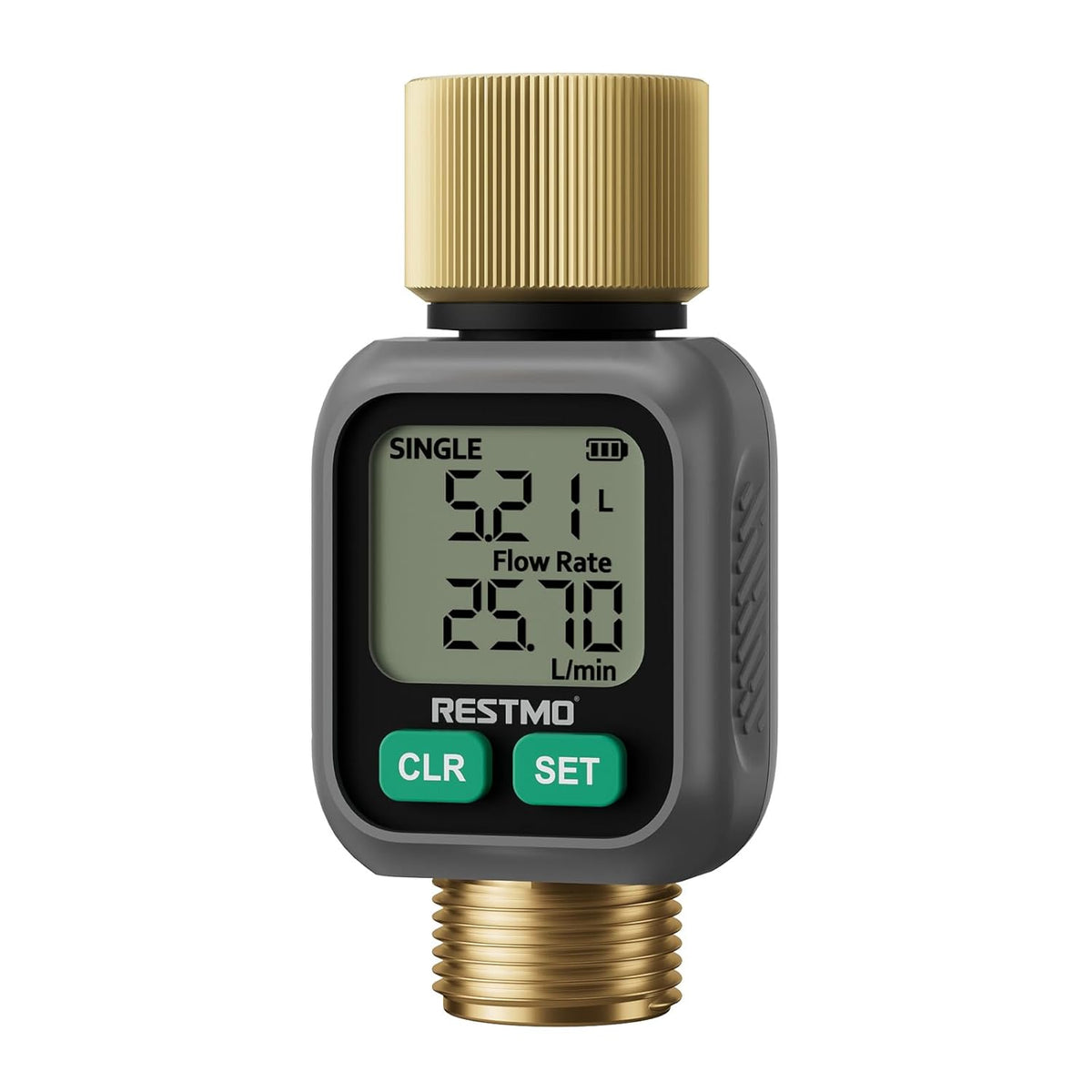 RESTMO Water Flow Meter with Dual Zone Display Screen, Brass Water Meter