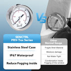 SENCTRL 0-30 Psi Low Pressure Gauge, 1/4" NPT Back Mount