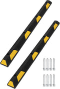 72 in Heavy Duty Rubber Parking Curb, 2 PCS Garage Car Wheel Stopper with Yellow & Black Reflective Strips, Durable