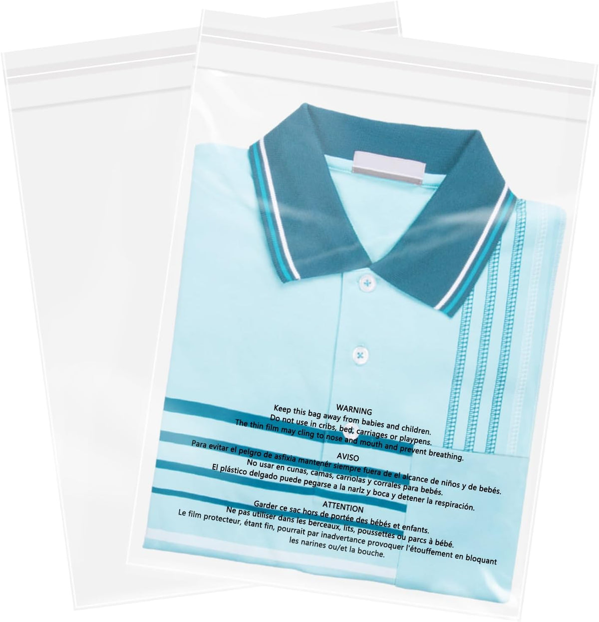 9" x 12" (100 Count) Clear Poly Bags with Suffocation Warning