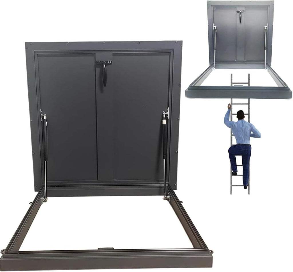Aluminum Egress Roof Window - Flat Roof Lighting Well with Double-Layer Tempered Glass, Access Hatch for Attic & Sun