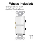 BAOMAIN Double Rocker Decorator Duplex Light Switch 15A 120V 6-Pack