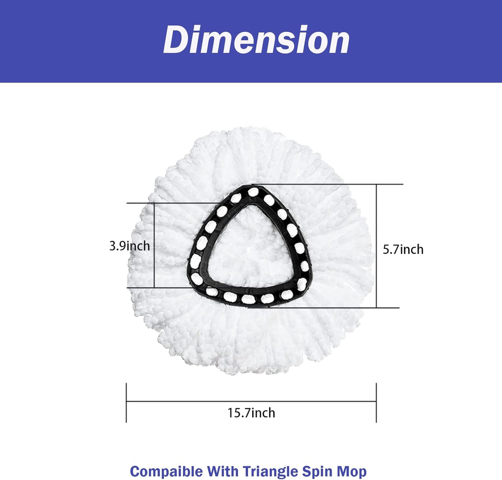 Spin Mop Replacement Head 4 Pack Mop Refill Compatible with Ocedar Triangle Swivel Mops Microfiber Swivel Mop