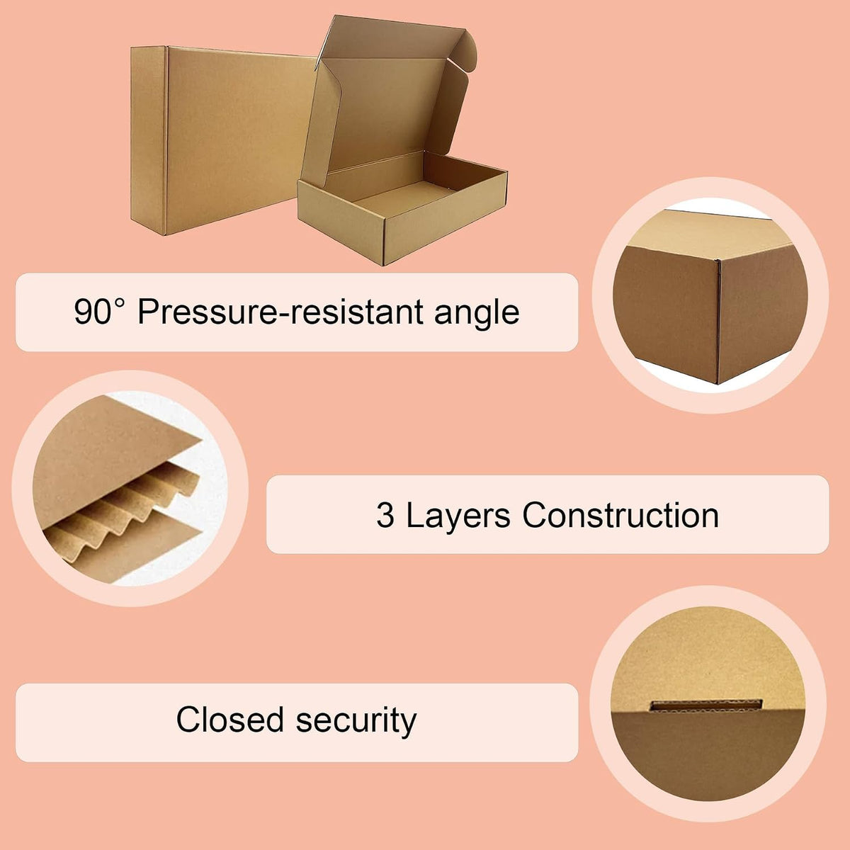 14x9x3 inch Shipping Boxes Set of 20, Brown Corrugated Cardboard Mailer Box