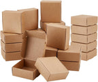 50Pcs Small Cardboard Boxes 3x3x1.2 Inch Square Jewelry Kraft Box Corrugated Mailer Box Brown Cardboard Present Boxes