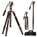 68'' Carbon Fiber Tripod with Fluid Head | Max Load 11lbs, Lightweight DSLR Tripods & Monopods for Canon Sony Nikon