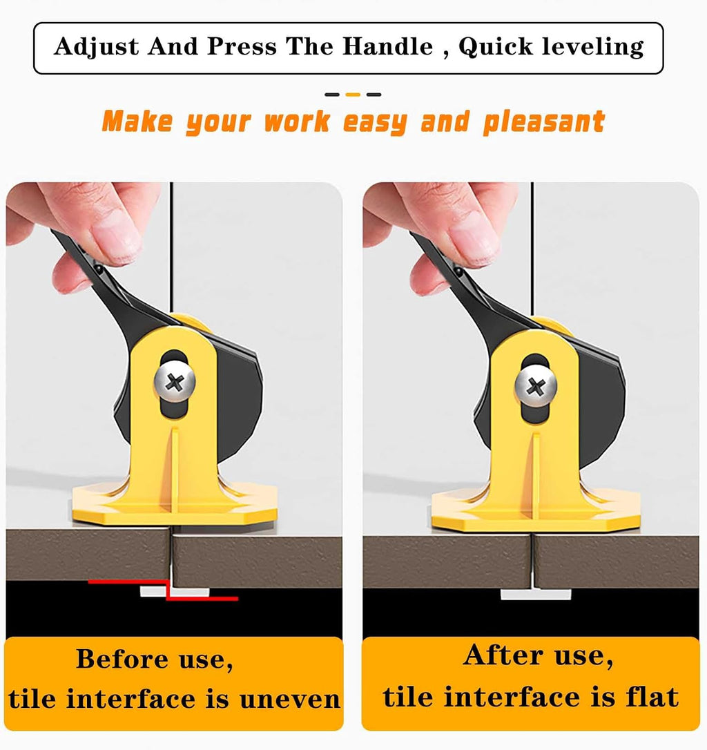 Tile Leveling System Kit Tile Spacers 100pcs Reusable Leveler+Extra 100pcs Replaceable Steel Pin Tlie Tools