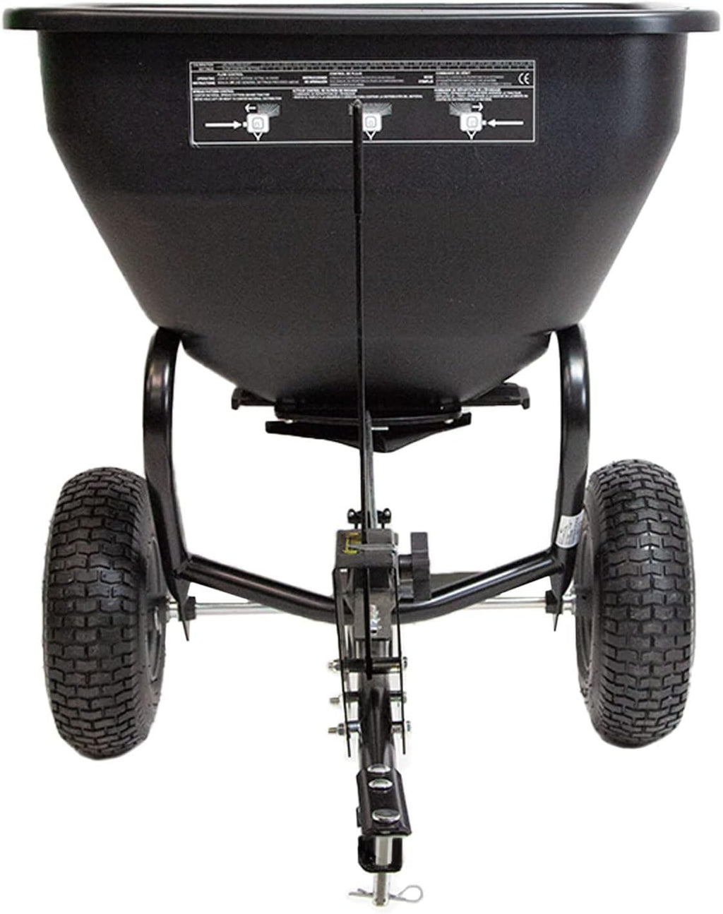 BS36BH-A Tow Behind Broadcast Spreader with Universal Hitch, 175 lb.+ -Flat Black