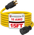 15 Ft 10/4 30-Amp Generator Outdoor Extension Cord, L14-30P/R, Yellow | 10 Gauge SJTW 4-Prong 125/250V 7500W NEMA
