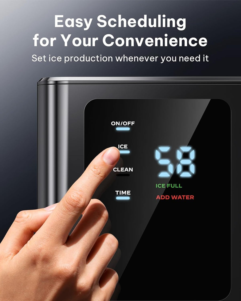 Nugget Ice Maker 44lbs/24H with 3L Removable Tank and 12H Timer