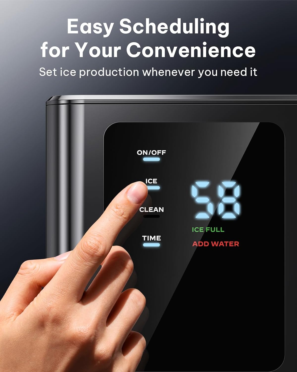 Nugget Ice Maker 44lbs/24H with 3L Removable Tank and 12H Timer