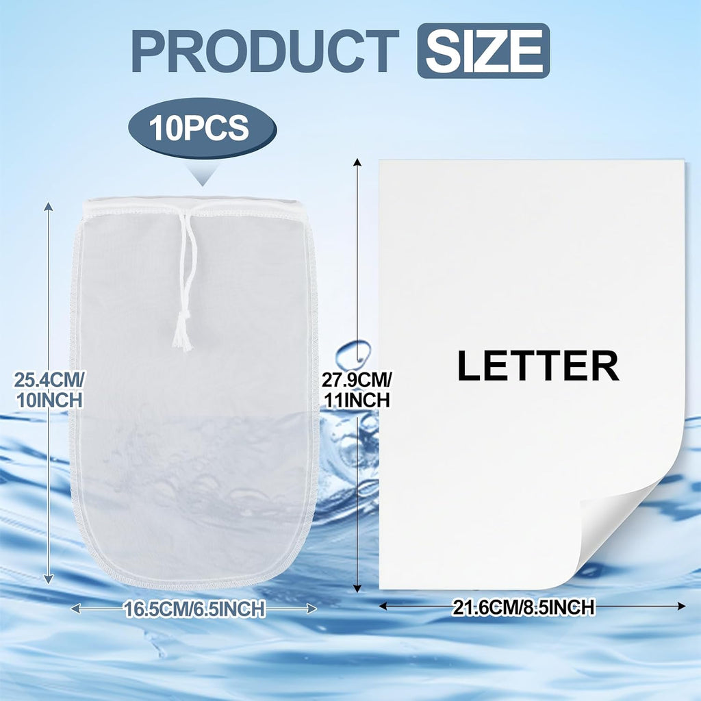 10 Pcs Aquarium Filter Media Bags,6.5 x 10 Inch,180um Mesh Bags