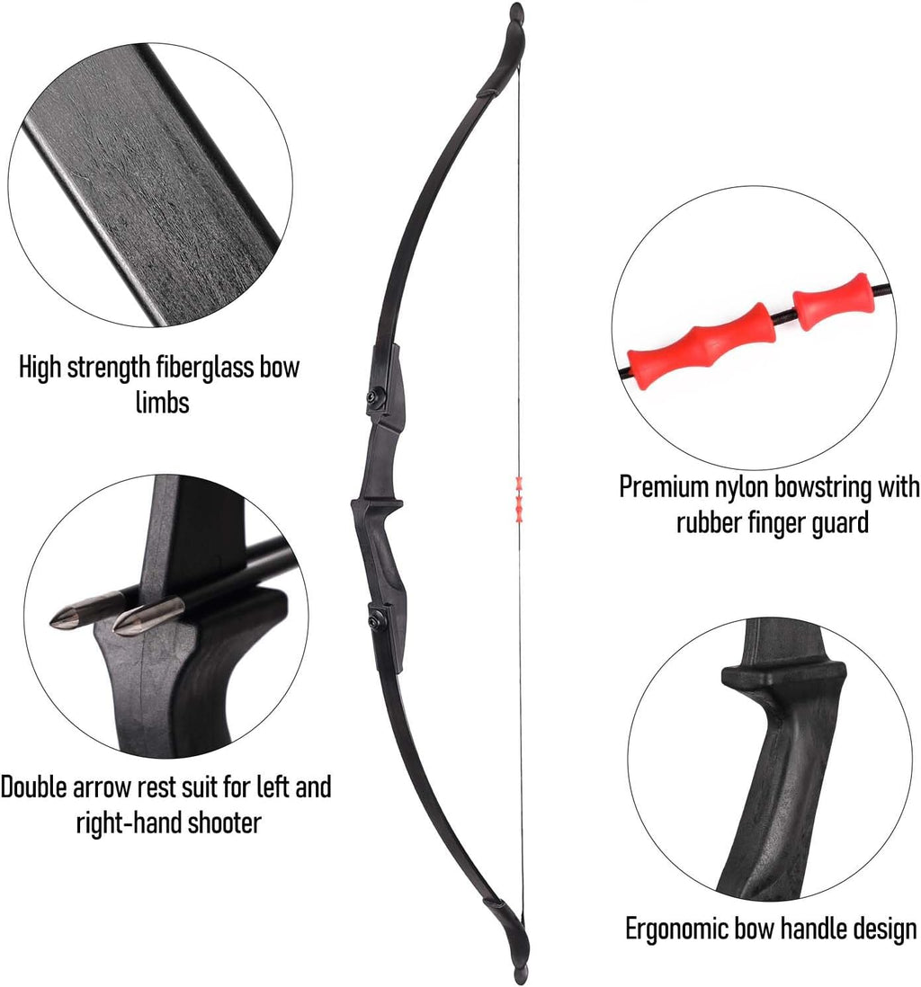 Archery Takedown Recurve Bow and Arrow Set for Adults/Beginners/Youth | Left & Right Hands, 20/30/40 Pounds, Complete