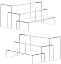 Large Acrylic Display Risers, 2 Sets(11.2”L~11.6”L~12”L) Clear Rectangular Showcase Collectibles Display Shelf