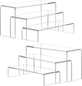 Display Risers, 6 Pcs(7.9”L~8.3”L~8.7”L) Rectangular Clear Acrylic Showcase Collectibles Display Stands Suitable for
