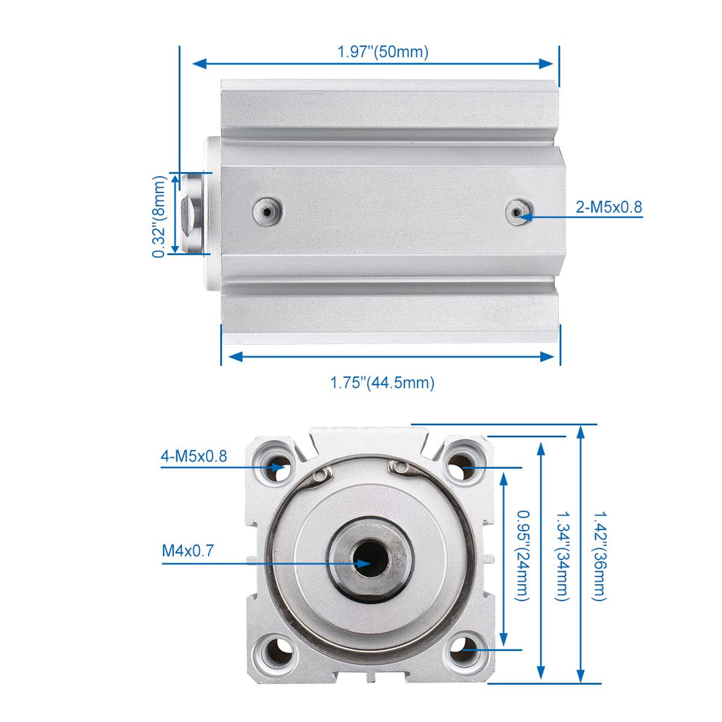 Baomain Compact Thin Air Cylinder SDA20x25 20mm Bore 25mm Stroke