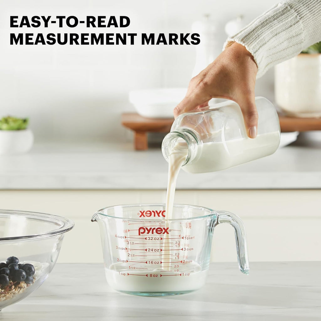 Essentials (2-Pack) Glass Measuring Cups Set, (1 & 2 Cup) Measuring Cups For Prepping, Baking and Cooking, Preheated