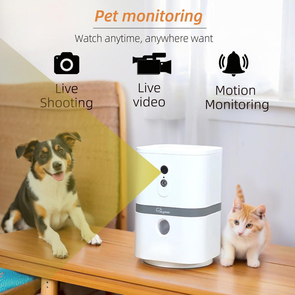 Petalk AI II Dog Camera with Auto Treat Dispenser, No Subscription Fee, 1080p HD, 180° Full-Room View 2-Way Audio