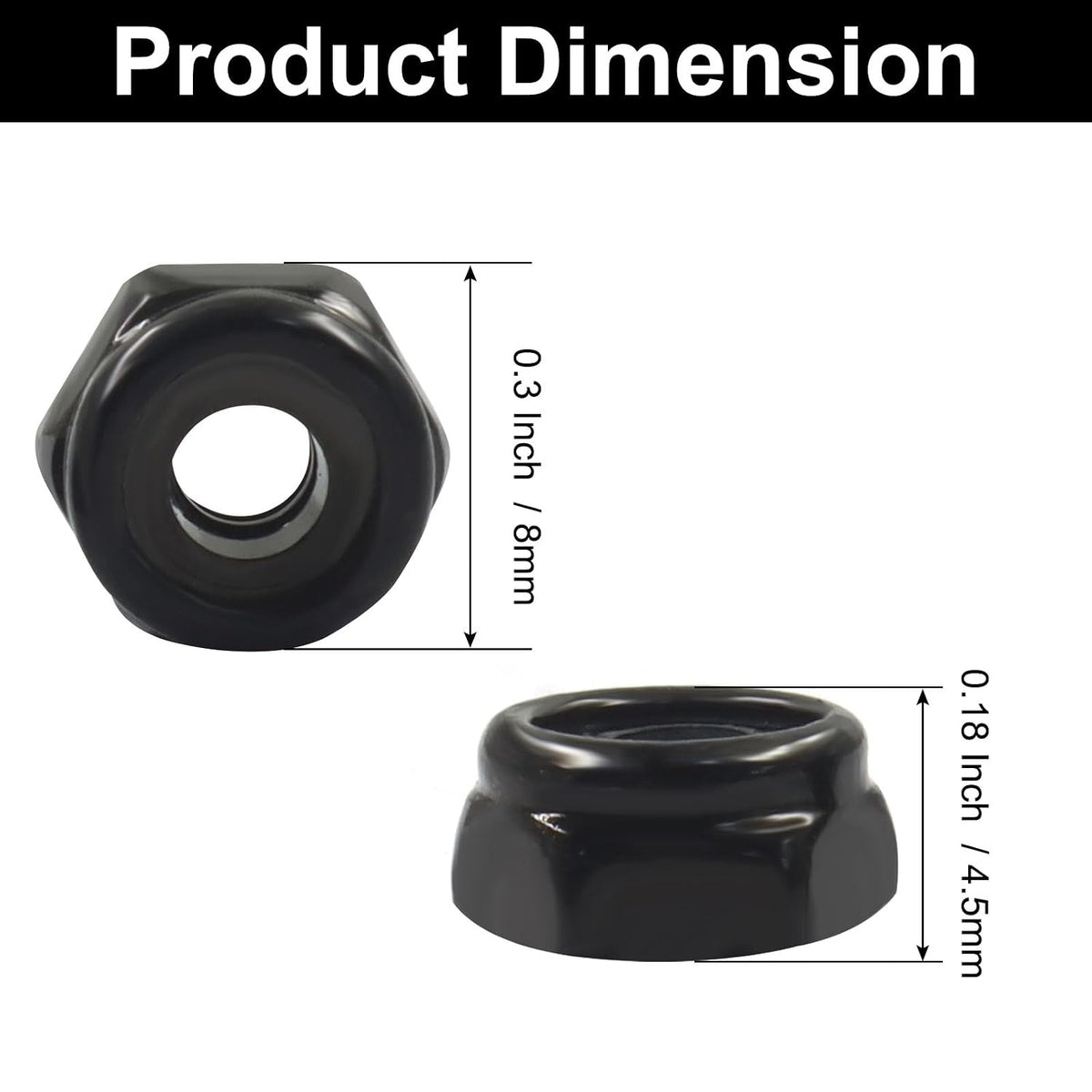 50 Pack #6-32 Nylon Insert Hex Lock Nuts, 304 Stainless Steel