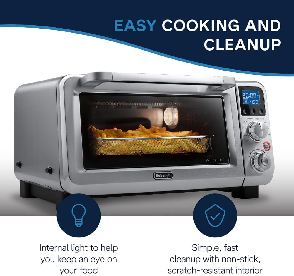 Digital Air Fry Convection Toaster Oven 14L Stainless Steel, Air Fry Oven, 9-in-1, Grills, Broils, Bakes, Roasts