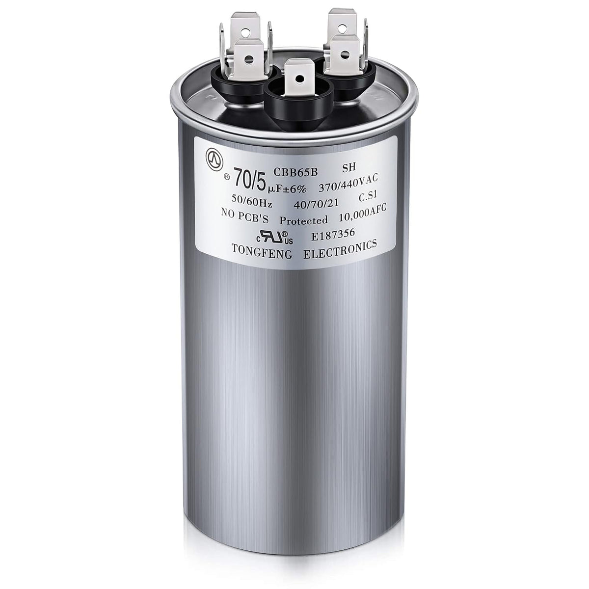 Fiada 70/5 MFD uF 370/440V CBB65 Dual Run Round Capacitor for AC Motor
