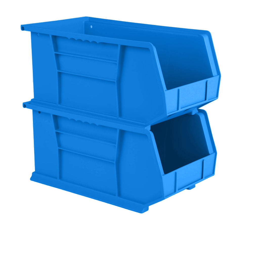 15" x 8" x 7" (12 Pack) Plastic Stackable Storage Bin, Hudson Blue