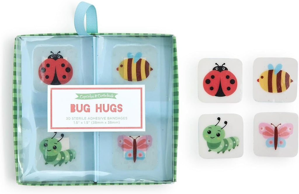 Bug Hugs Square Bandages Gift Box, 32 Pieces, 1.5-Inch, Multicolor, Plastic, Includes 4 Patterns: Ladybug, Butterfly