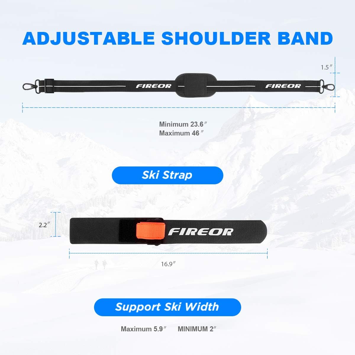 Ski Carrier Strap, Snowboard, Pole and Boot Carry Sling Band Kit Father's Day Gifts for Family Dad Men Women & Kids