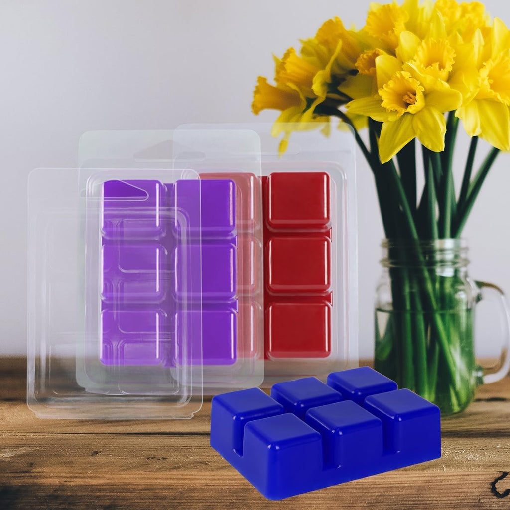 100 Packs Wax Melt Clamshells Molds, Clear Empty Plastic Cube Tray for Wickless Tarts Candles.