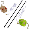 Interactive Cat Toy Wand with Catnip Mouse, Cat Teaser Wand Rainbow String for Bored Indoor Adult Cats and Kittens (2