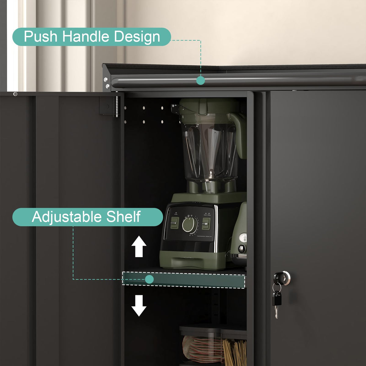Garage Storage Cabinet with Wheels, Mobile Rolling Tool Cabinet