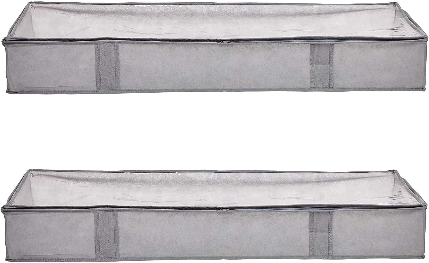 Under Bed Storage Bags for Clothes and Blankets, Foldable Fabric Zipper Container with Clear Window and Reinforced