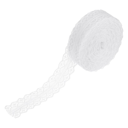 1.2 Inch Wide 25 Yard Lace Ribbon Floral Pattern Snow-White