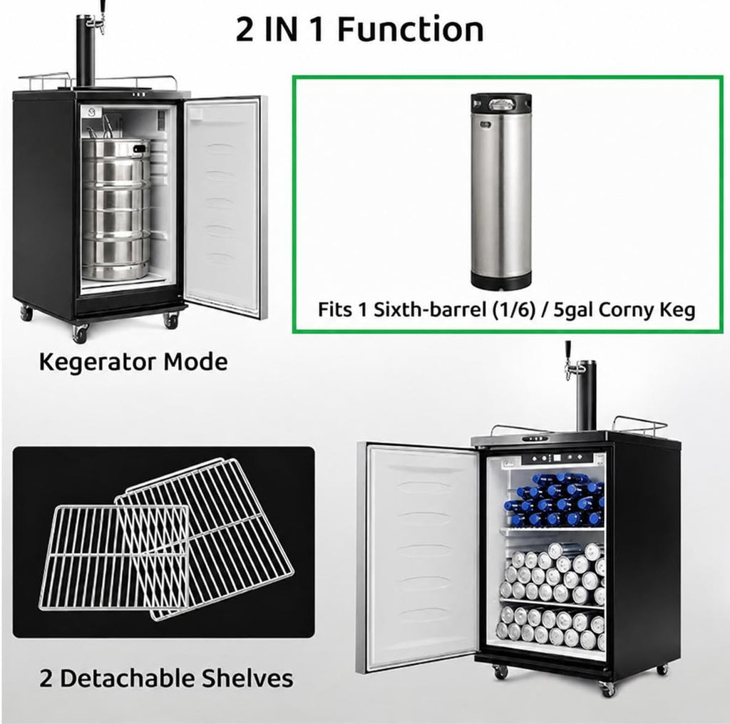 Beer Kegerator Draft Beer Dispenser,Compact Keg Refrigerator