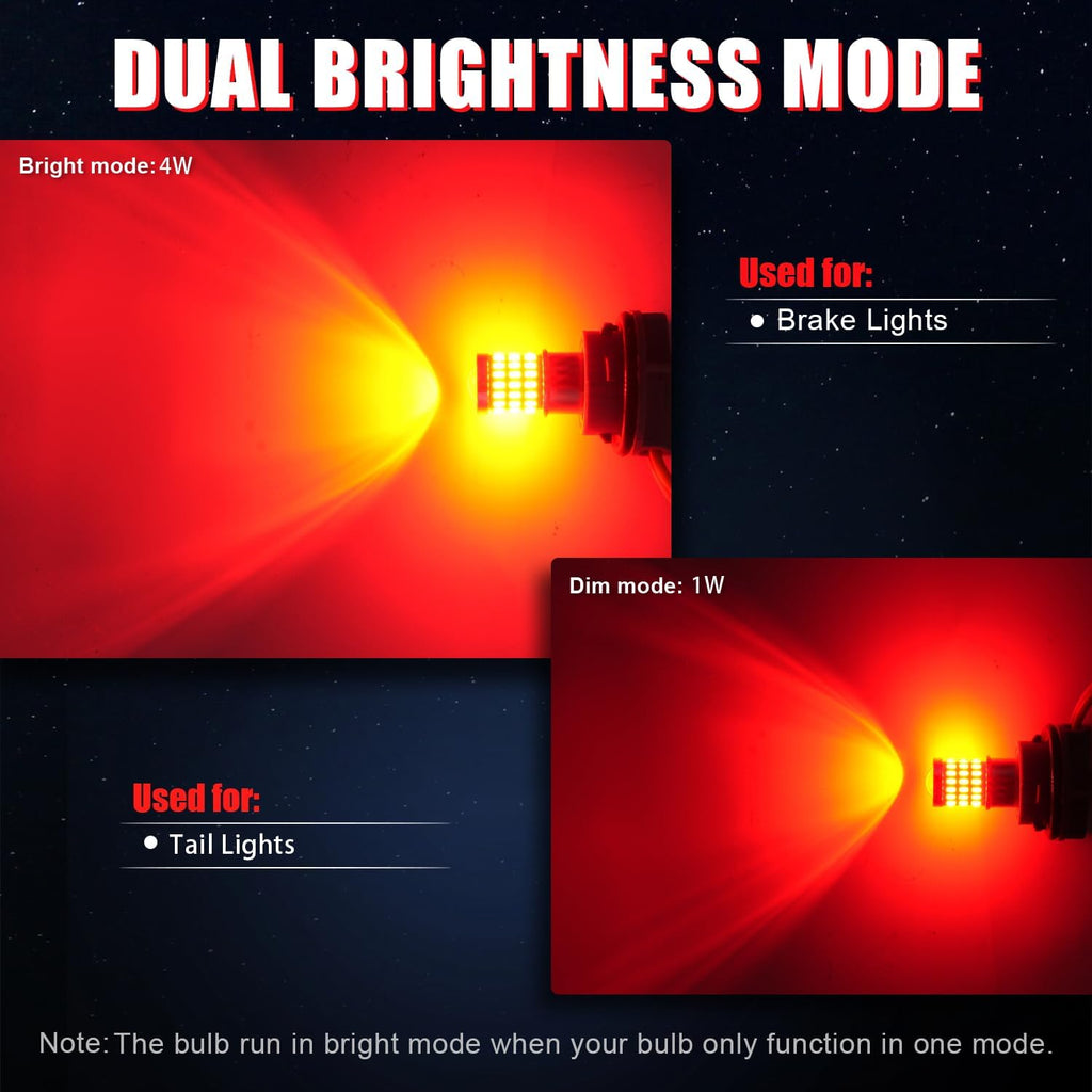 3157 LED Bulb Red, 3057 LED Brake Lights Bulbs Super Bright for Rear Brake Lights and Tail Lights, 2 Pack