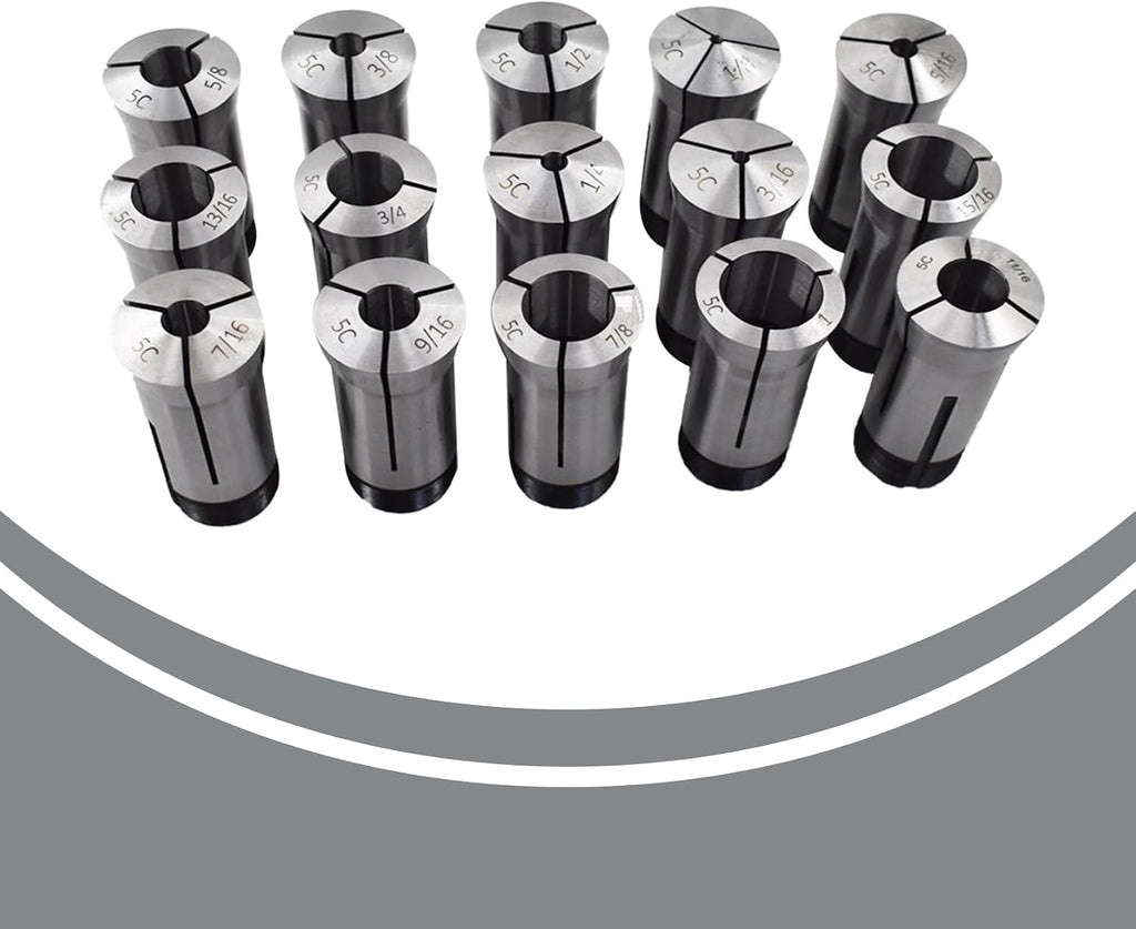 15-Pack Precision 5C Collet Set 1/8in-1in Mill Chuck Holder