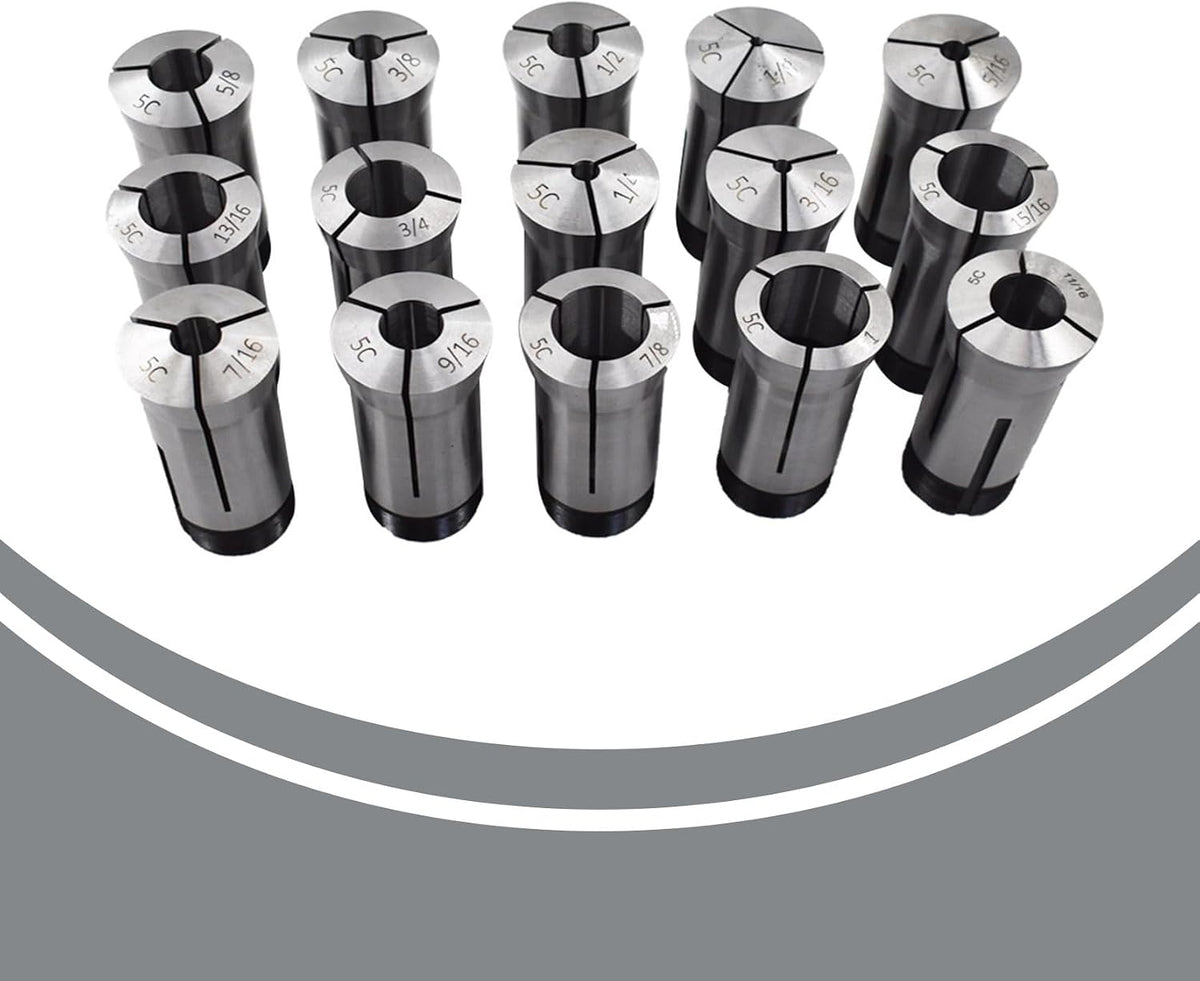 15-Pack Precision 5C Collet Set 1/8in-1in Mill Chuck Holder