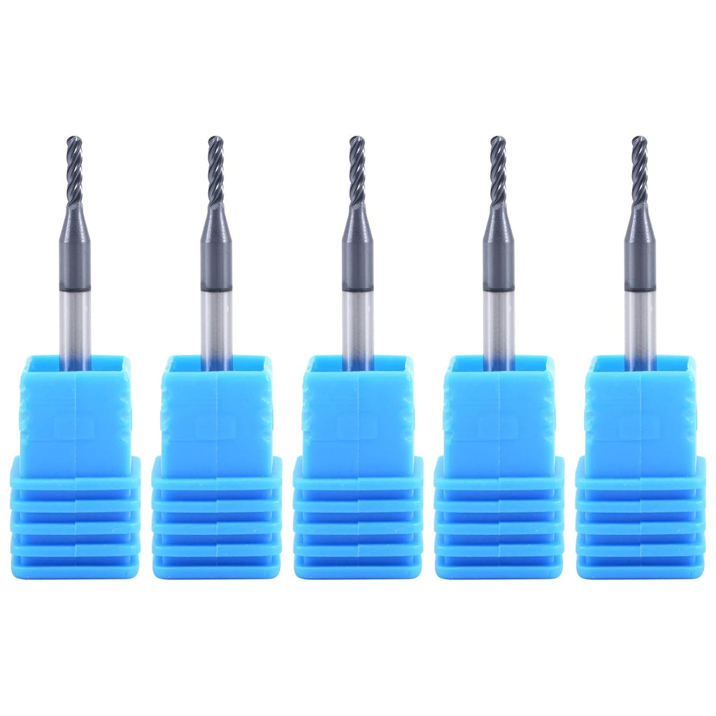 1/16" 4 Flute Carbide Ball Nose End Mill 1/8" Shank Diameter 5Pcs