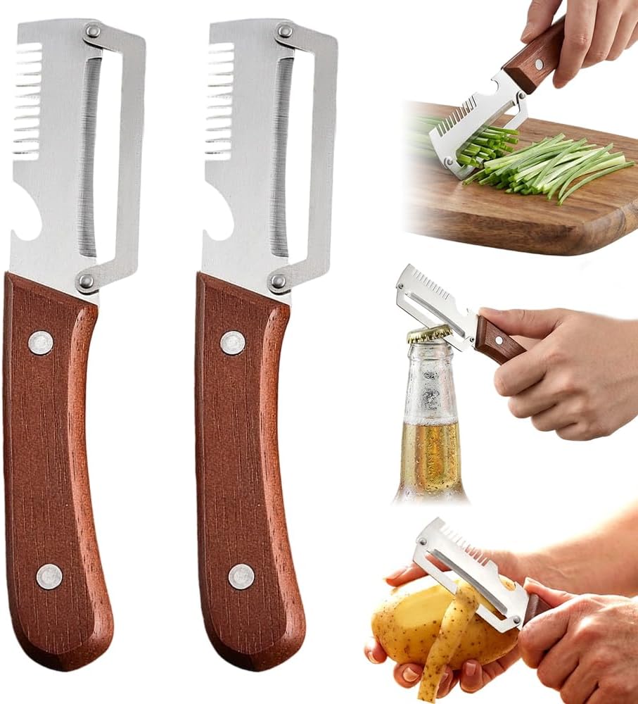 Vegetable Peeler for Kitchen,Multifunctional Stainless Steel Peeler with Wooden Handle and Bottle Opener, 2026 New