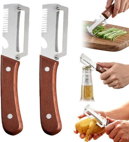 Vegetable Peeler for Kitchen,Multifunctional Stainless Steel Peeler with Wooden Handle and Bottle Opener, 2026 New