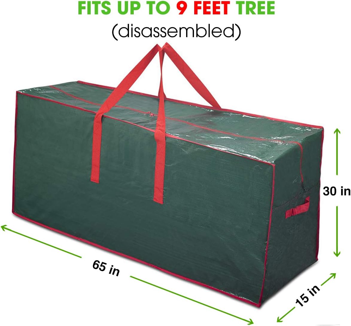 Christmas Tree Storage Bag | Fits Up to 9 Ft. Tall Disassembled Tree | 65” X 15” X 30” Holiday Tree Storage Case |
