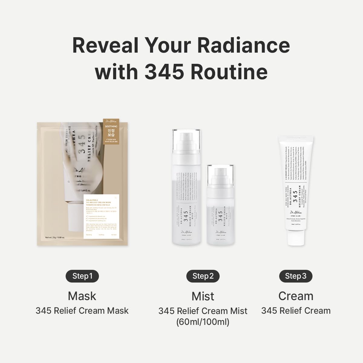345 Relief Cream | Daily Face Moisturizer for Soothing Recovery and Blemish Care with PDRN & Niacinamide | Korean