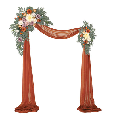 Artificial Wedding Arch Flowers Kit(Pack of 3),2Pcs Artificial Flower Arch Decor,1Pcs Sheer Drape for Wedding