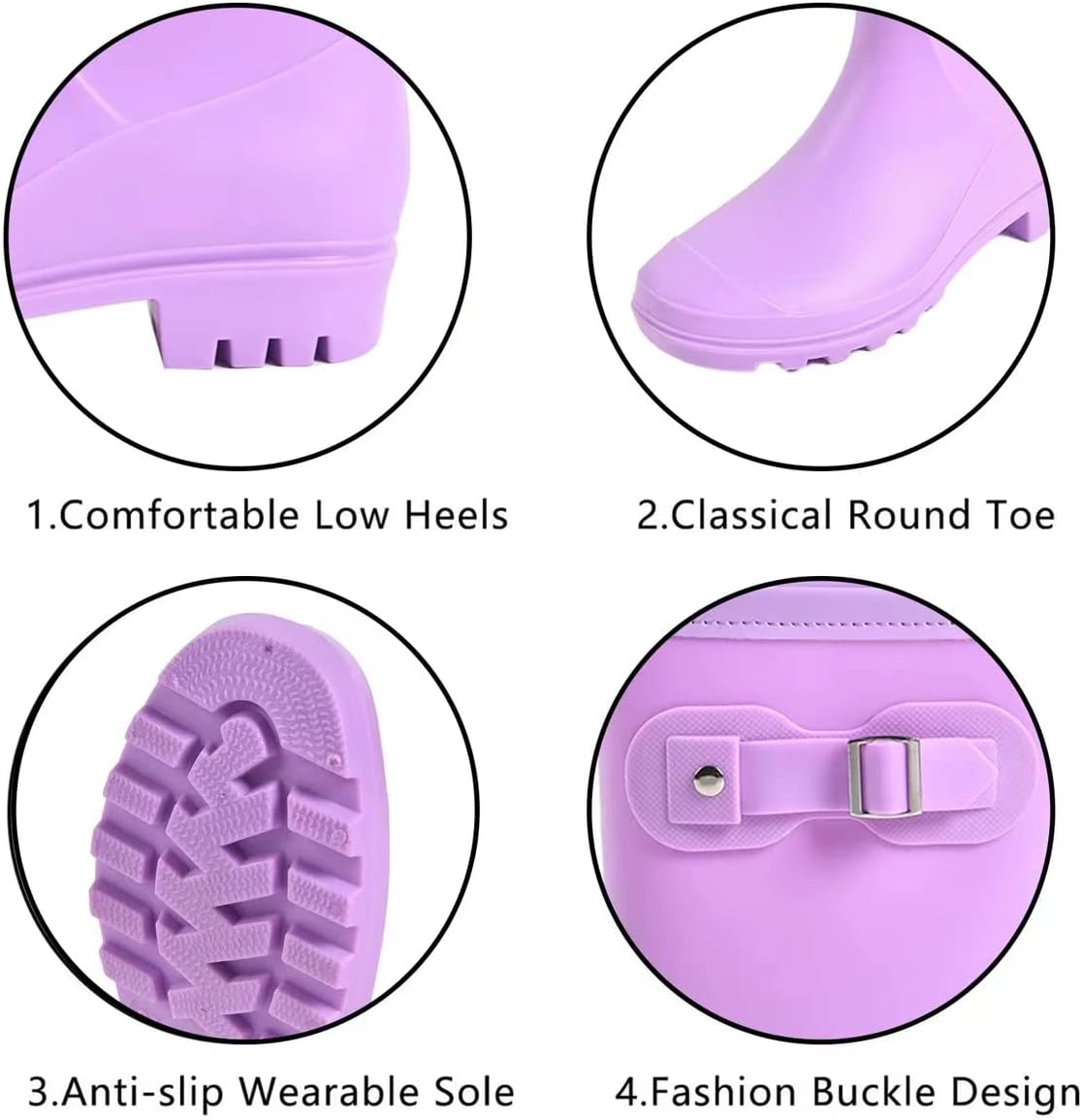 Women's Mid Calf Rain Boots Waterproof Fashion Garden Shoes Anti-slipping Rainboots For Women Comfortable Insole