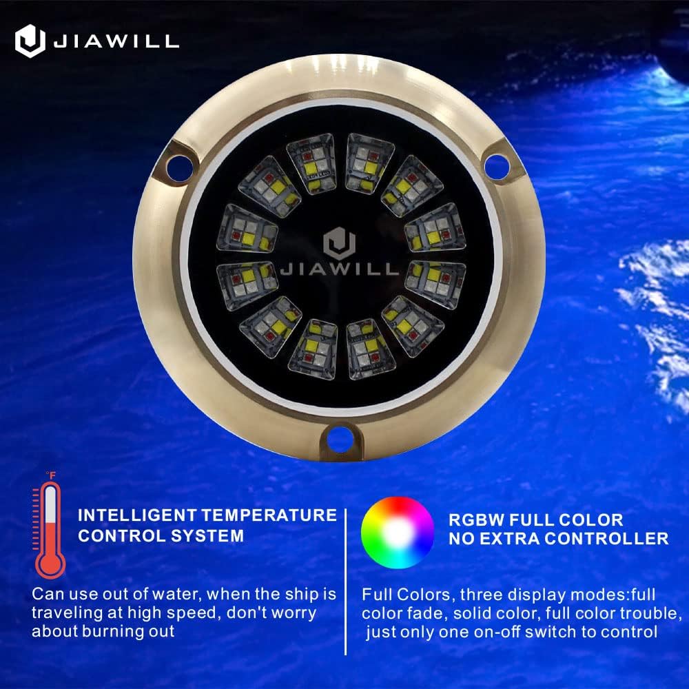 RGBW Full Color LED Underwater Boat Light,Surface Mount,Bronze Housing,Build-in Driver,No External Controllers Required
